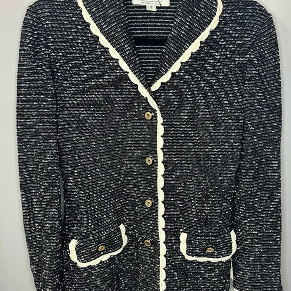 Vintage St. John Collection Jacket Black & White Tweed Boucle Knit Blazer Size 2 - Picture 4 of 12